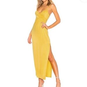 NWT NBD revolve mustard‎ color maxi long dress size L